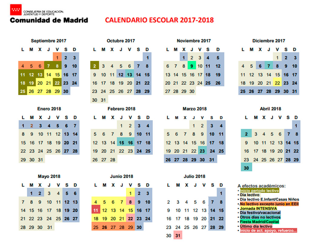 Calendario Escolar 2024 Madrid Capital Image to u