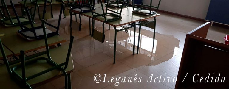 El CEIP Lope de Vega se llena de goteras tras las primeras lluvias