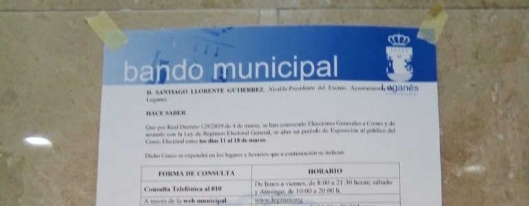 Abierto el plazo de revisión del censo electoral en Leganés