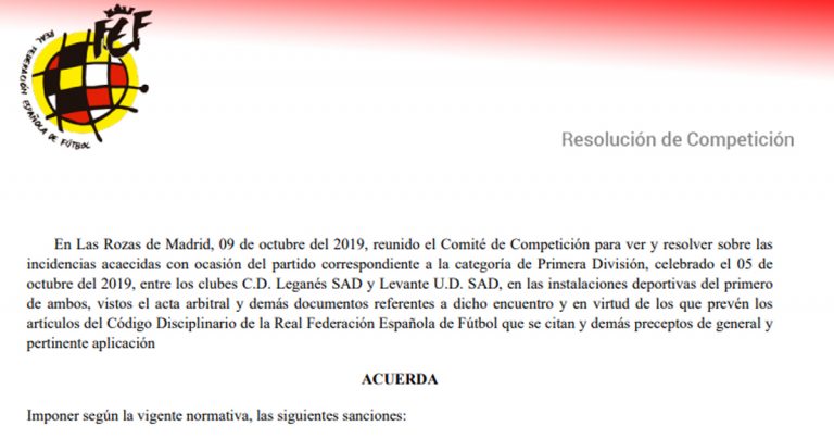 Fútbol | El Comité de Competición se declara «incompetente» ante el recurso del CD Leganés