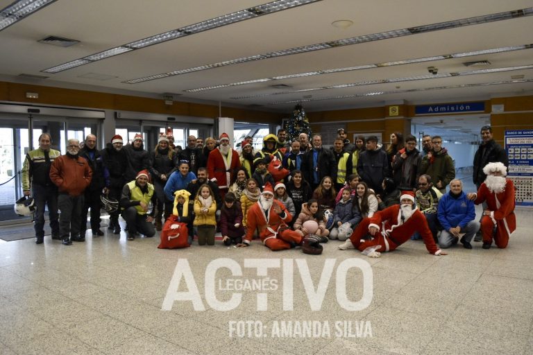 Los Papá Noel moteros toman el Hospital Severo Ochoa antes de Nochebuena