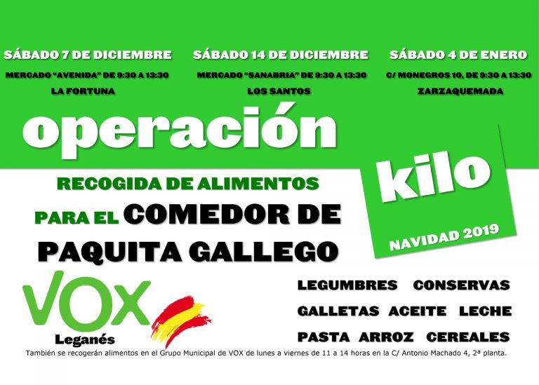 VOX organiza una recogida benéfica de alimentos en Leganés