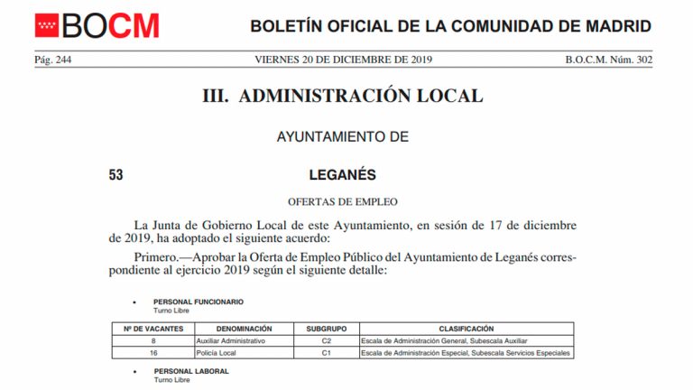 Leganés oferta 55 plazas de empleo público