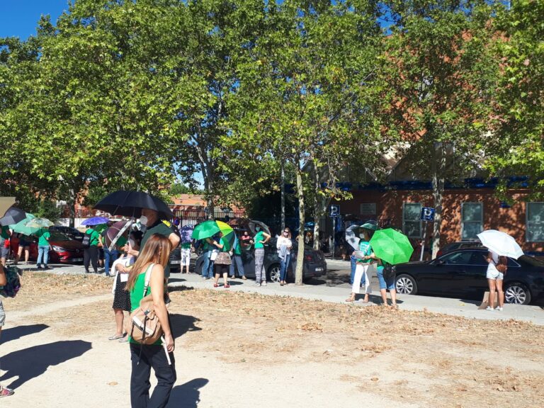Familias se concentran a las puertas de la DAT Sur «por una vuelta al cole segura»