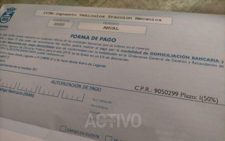 Notifican un error en el recibo del ‘numerito’ del coche en Leganés
