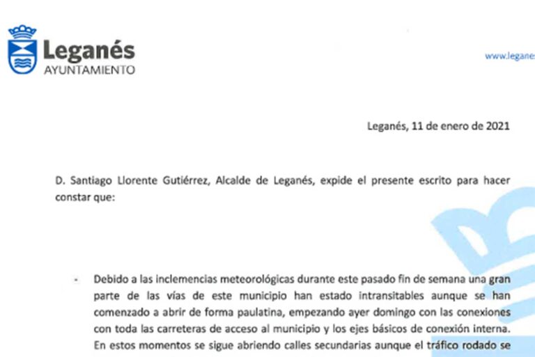 El Ayuntamiento de Leganés facilita un justificante de movilidad