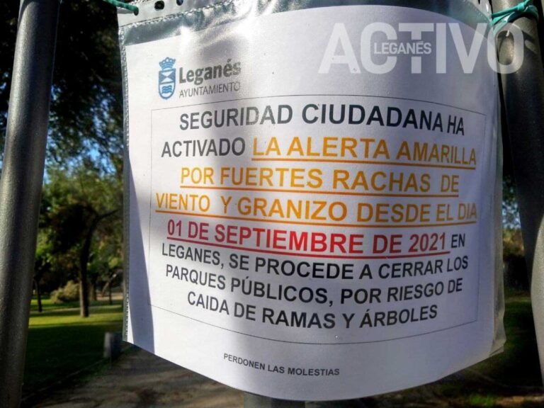 Leganés cierra los parques ante la fuerte tormenta de la madrugada