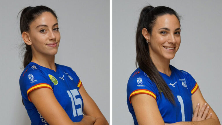 Inés Villa y Laura Villasante, con la Selección Española de Voleibol