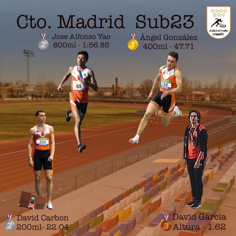 Cuatro medallas para Leganés en el sub23 de Atletismo de Madrid