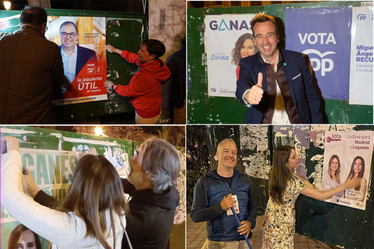La pegada de carteles inicia oficialmente la campaña electoral en Leganés