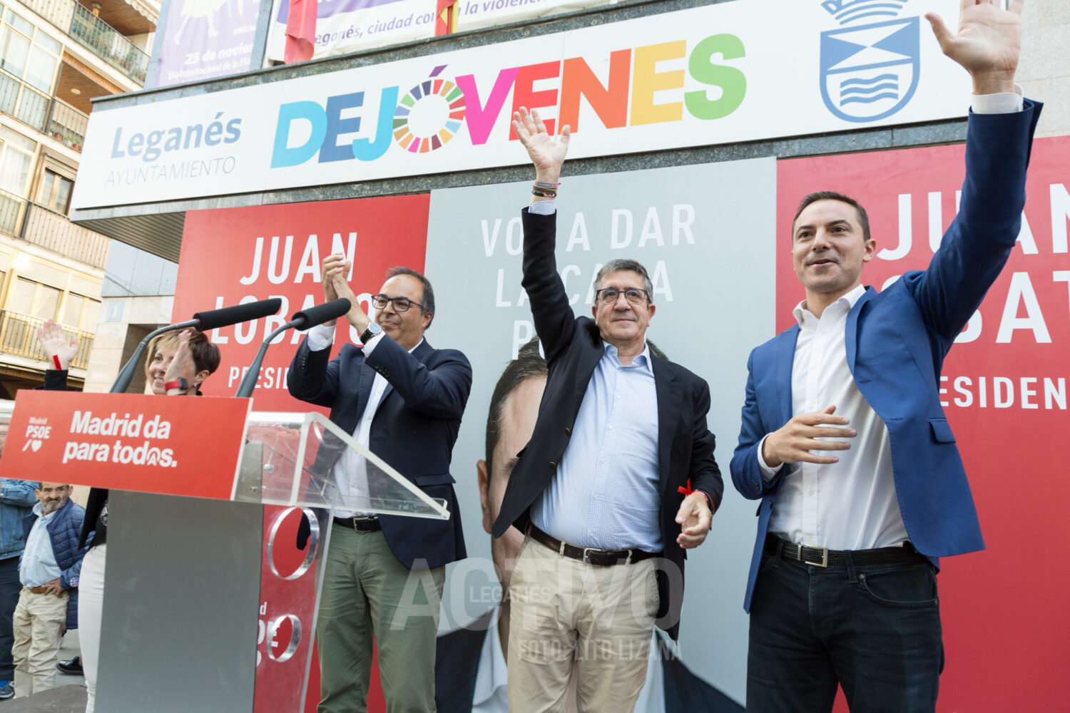 mitin psoe leganes plaza españa 17_05_223 elecciones municipales santiago llorente patxi lopez juan lobato laura oliva
