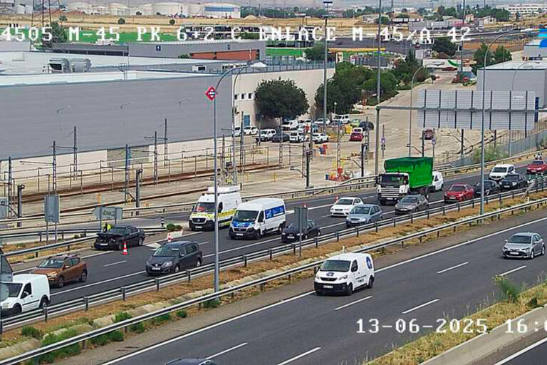 Accidente en la M45 provoca retenciones a la entrada de Leganés