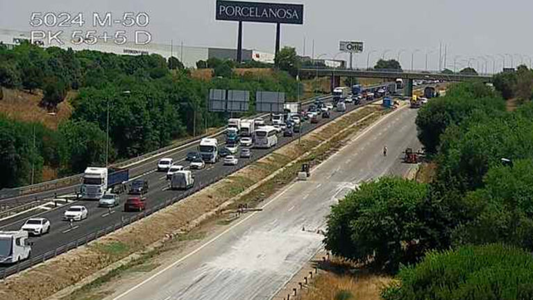 Segundo accidente en 24 horas en la M-50 a la altura de Leganés por un tramo en obras
