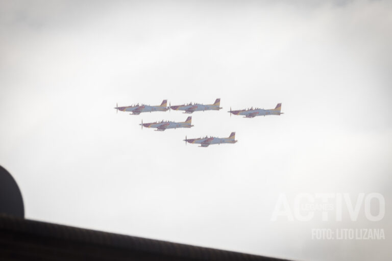 Así se ha visto la Formación Mirlo del Desfile de la Fiesta Nacional desde Leganés