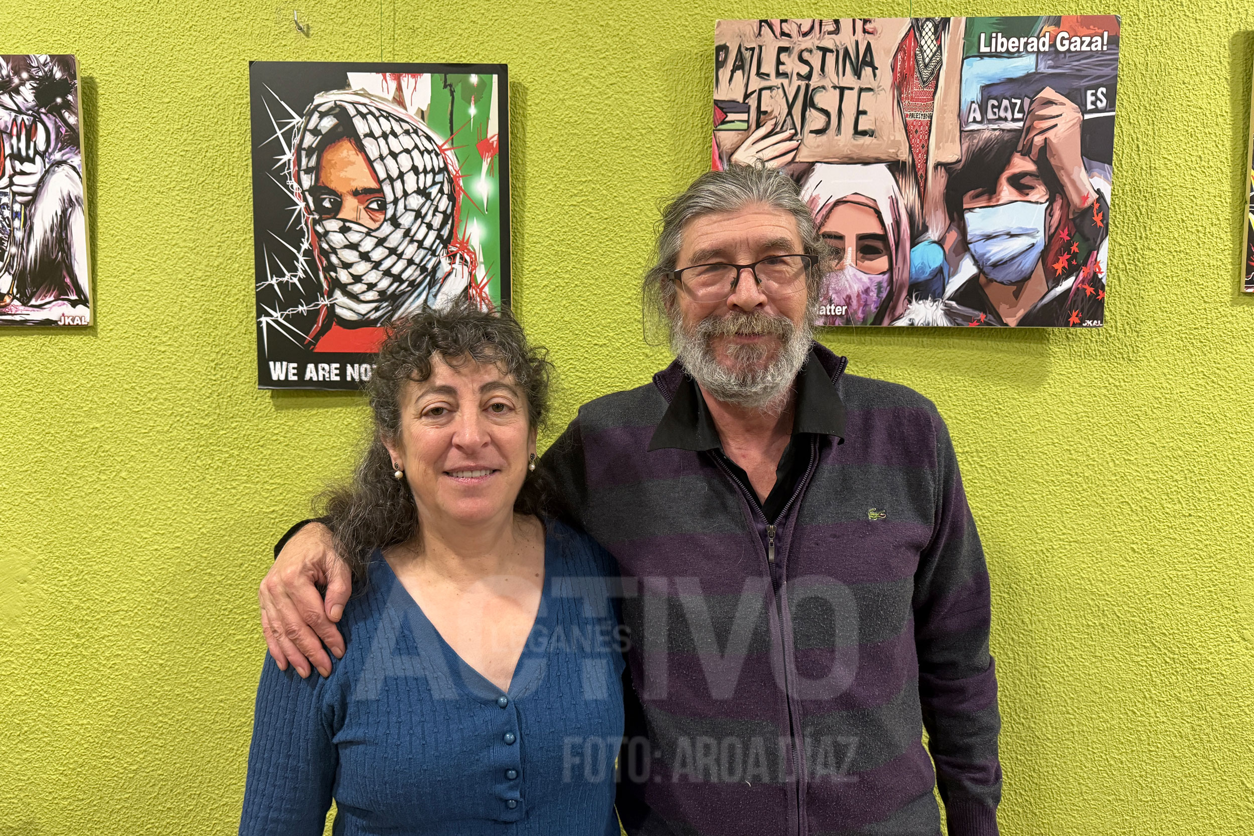 Teresa Plaza (Fundación Exedra) y Luis Gimeno (Leganés por la República) posan juntos en una entrevista