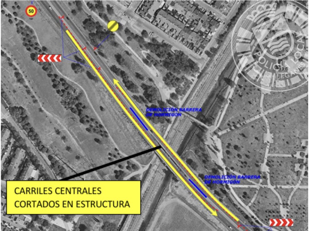 Cortes de tráfico en la M-406 sentido Getafe.