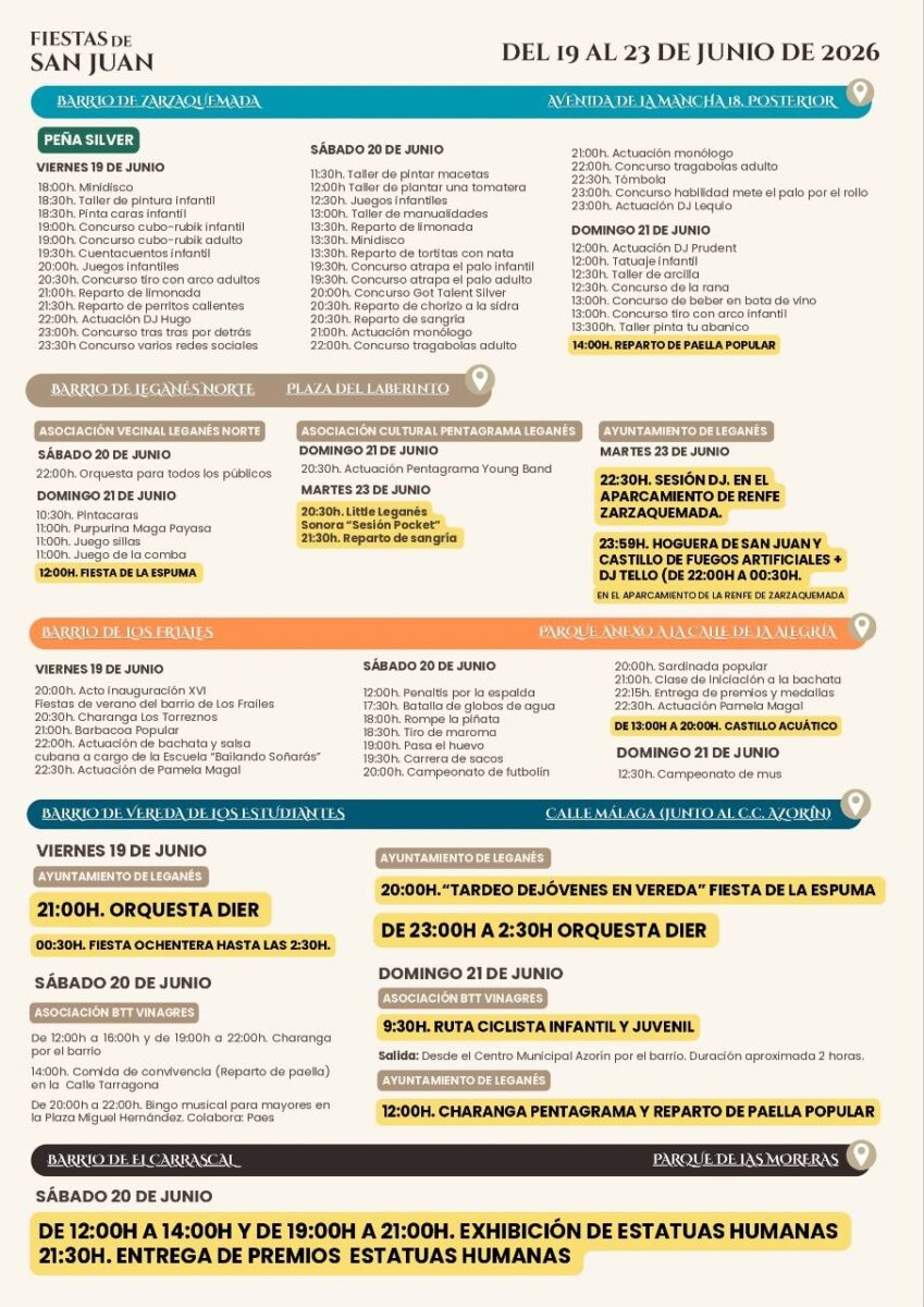 programa fiestas san juan 2026 leganes